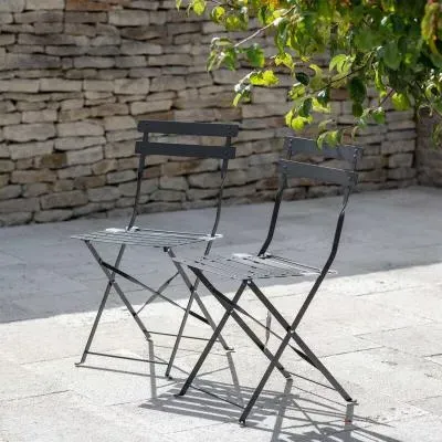 Rive Outdoor Droite Bistro Chairs Set of 2 - Carbon image