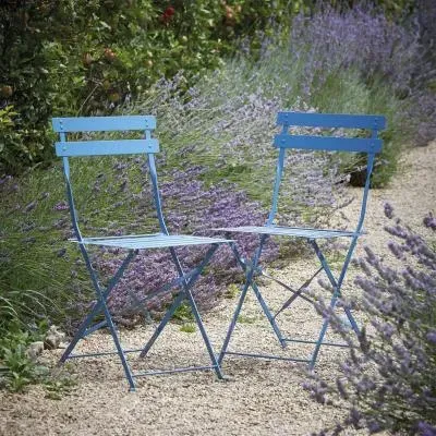Rive Outdoor Droite Bistro Chairs Set of 2 - Cove Blue