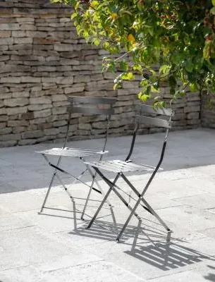 Rive Outdoor Droite Bistro Chairs Set of 2 - Silver