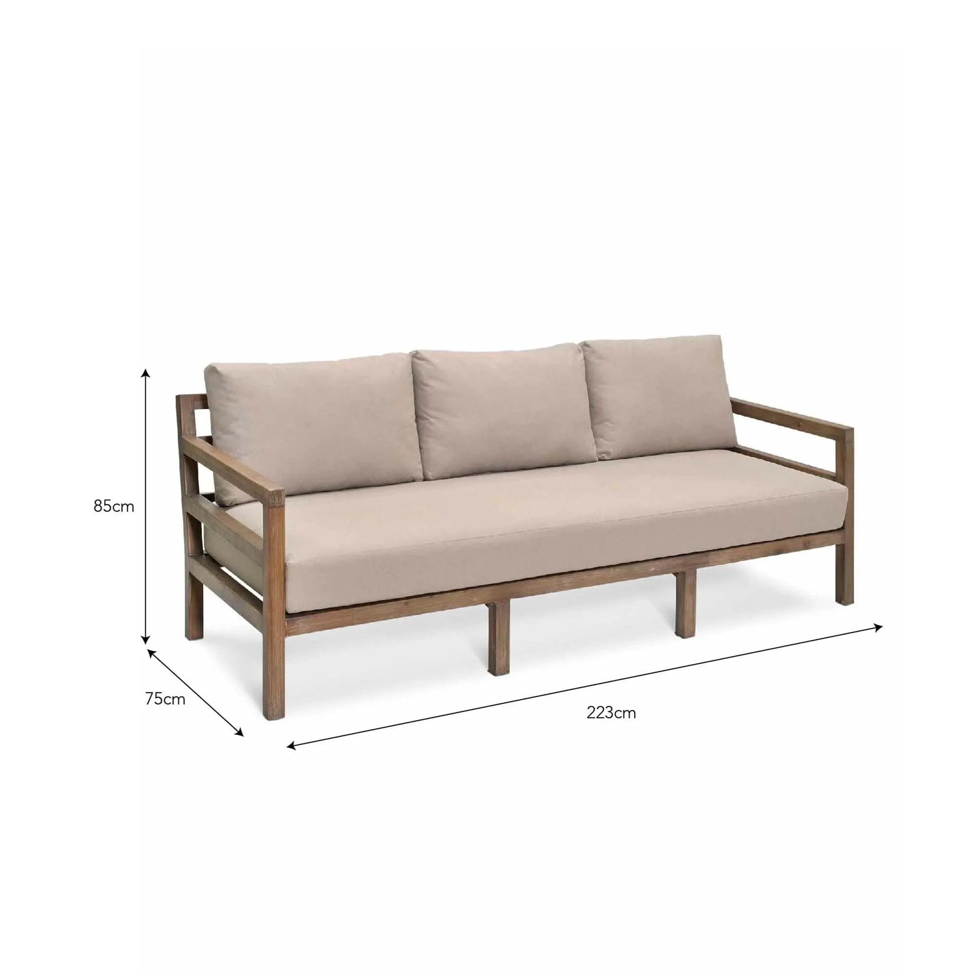 Sandridge 3-Seater Outdoor Sofa - Natural, Acacia Wood