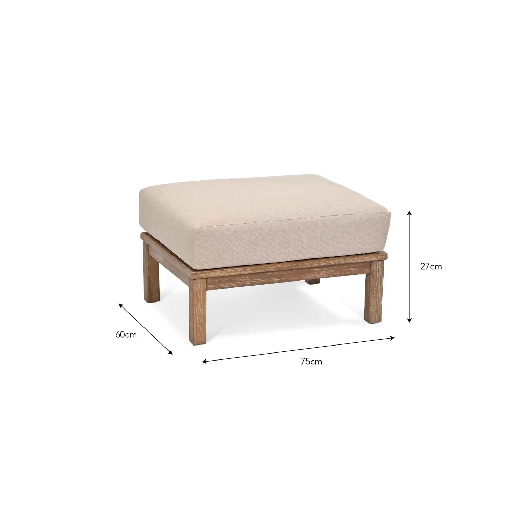 Sandridge Outdoor Ottoman - Natural, Acacia Wood