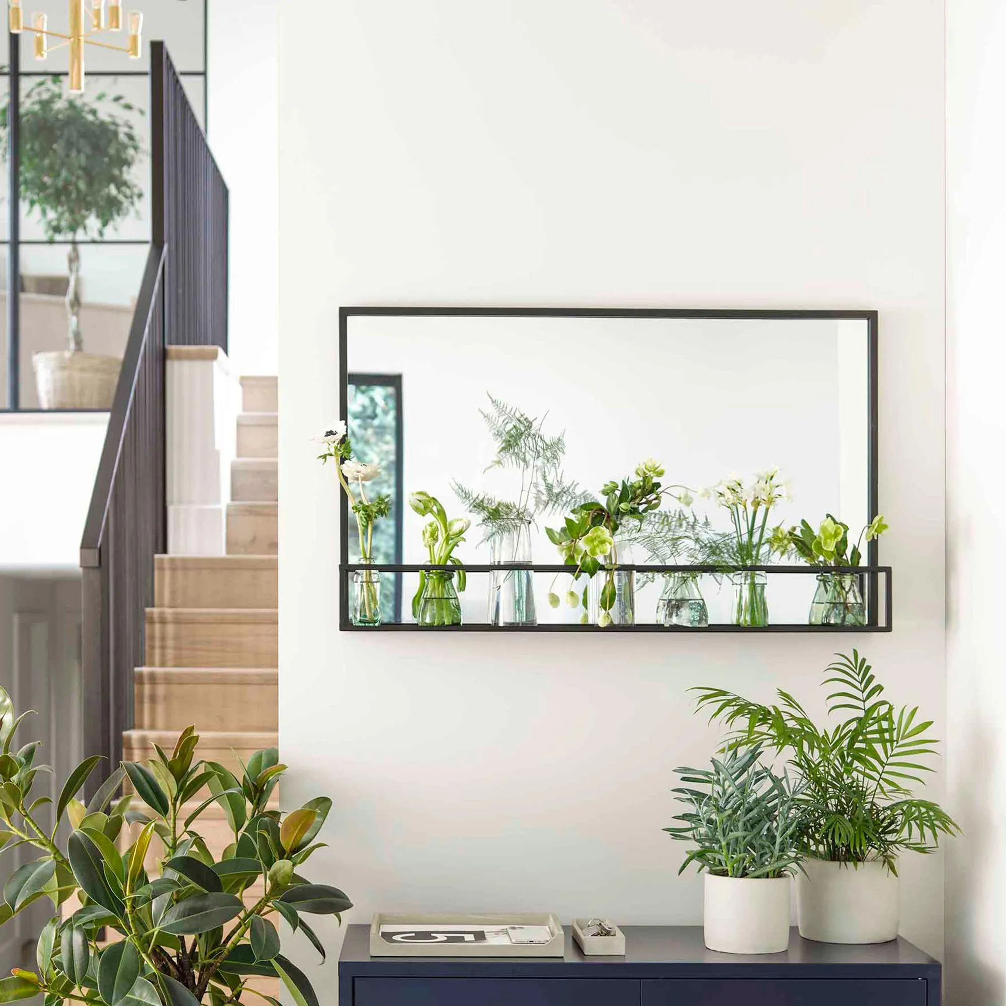 Sapperton Wide Mirror with Shelf - Black