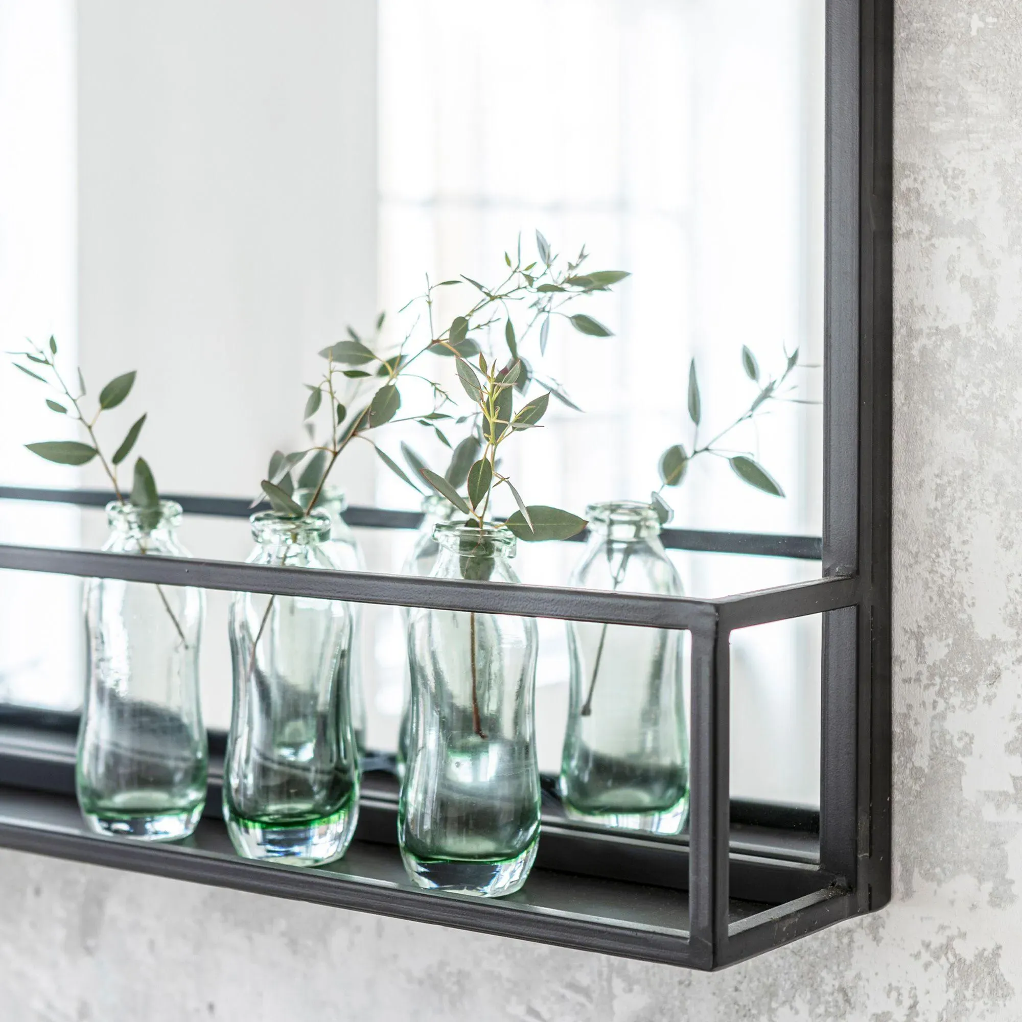 Sapperton Wide Mirror with Shelf - Black