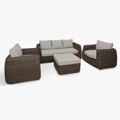 Skala 3-Seater Outdoor Sofa Set - Dark Natural, Rattan