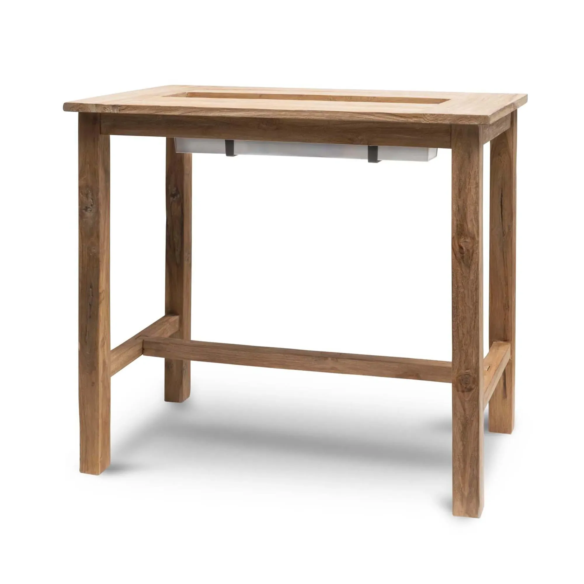 St Mawes 120cm Outdoor Bar Table with Trough - Natural, Teak
