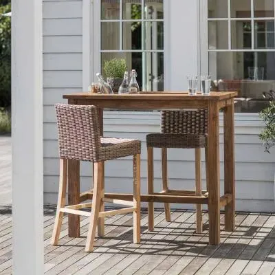 St Mawes 120cm Outdoor Bar Table with Trough - Natural, Teak