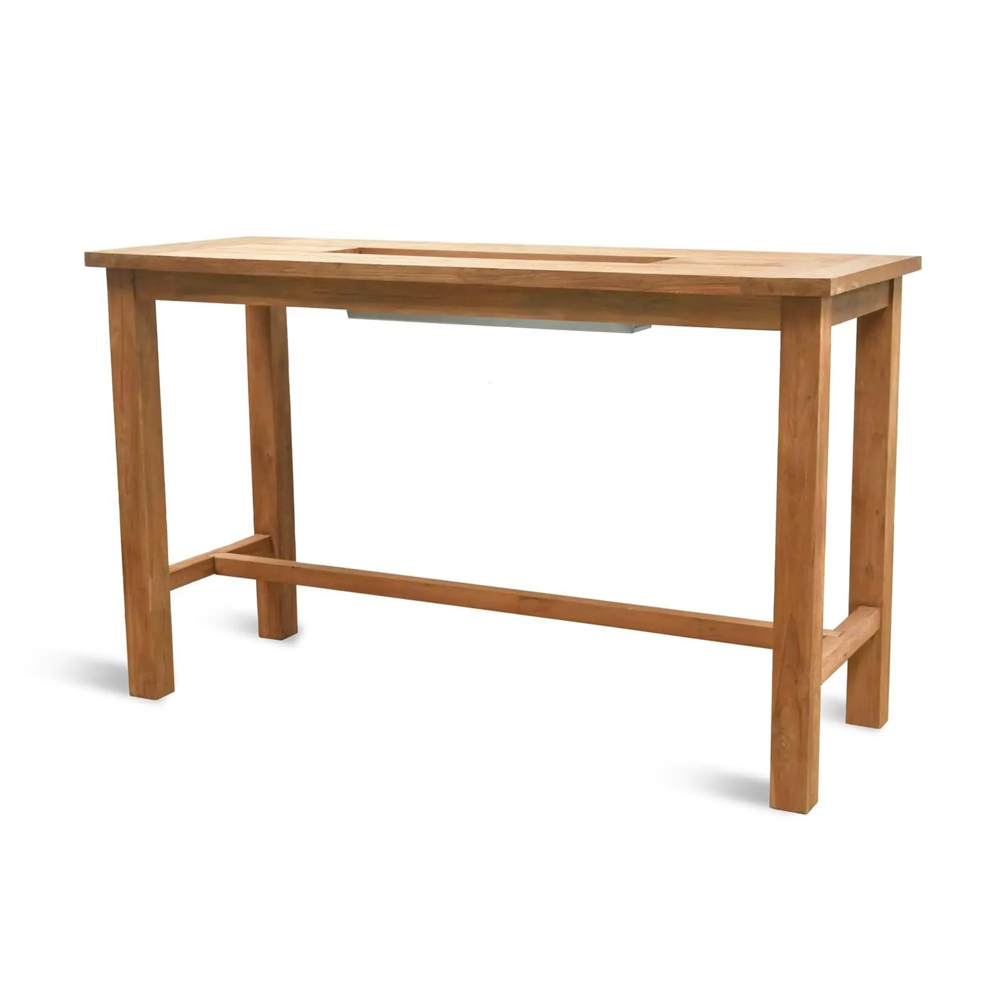 St Mawes 180cm Outdoor Bar Table with Trough - Natural, Teak