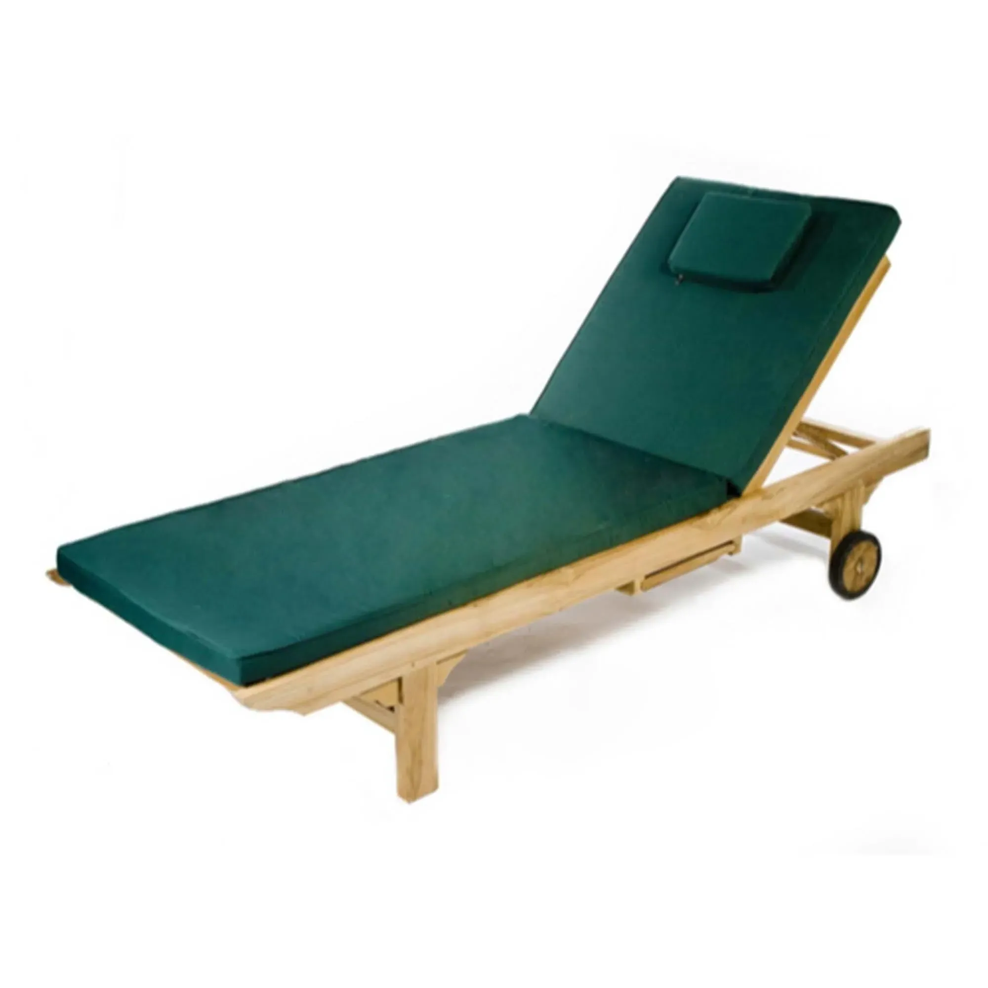 Winchcombe Outdoor Teak Sun Lounger with Cushion - Green