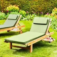 Winchcombe Outdoor Teak Sun Lounger with Cushion - Green