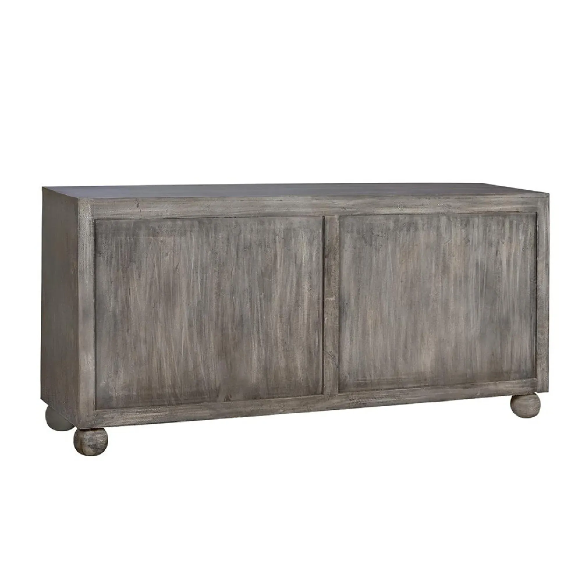 3 Door Large Sideboard - Spanish Grey, Carved Mango Wood