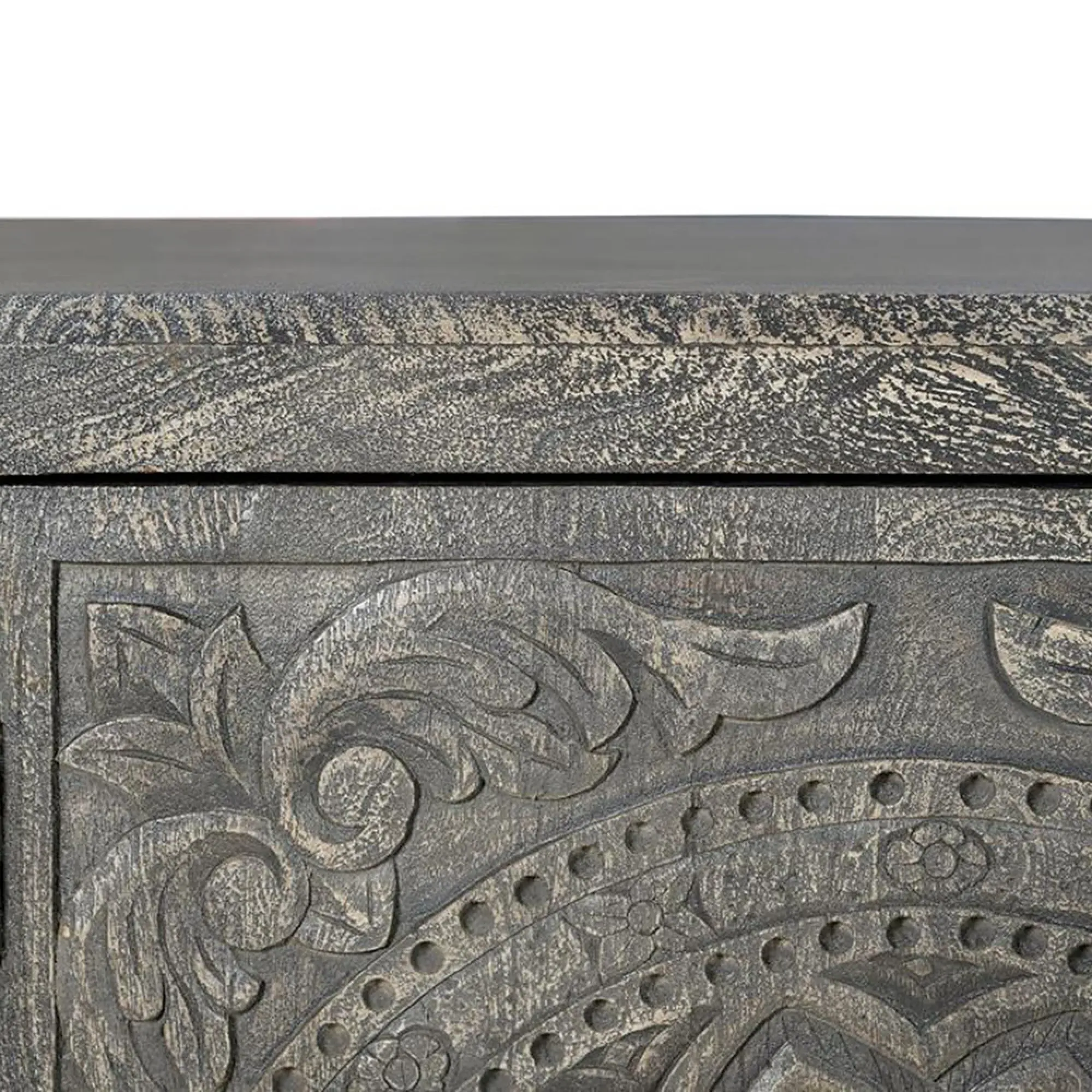 3 Door Large Sideboard - Spanish Grey, Carved Mango Wood