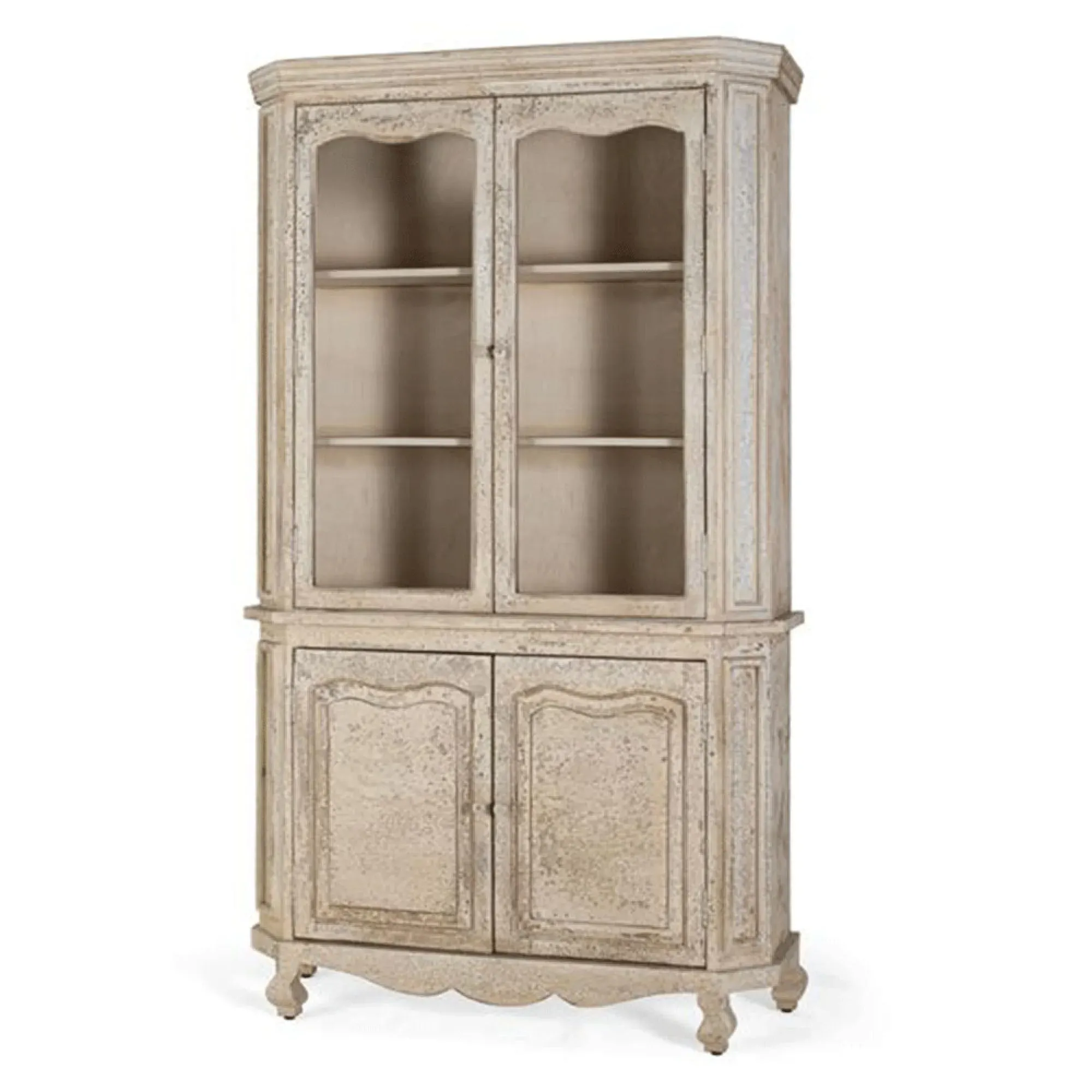 Adley 4 Door Display Cabinet - Beige, Mango Wood