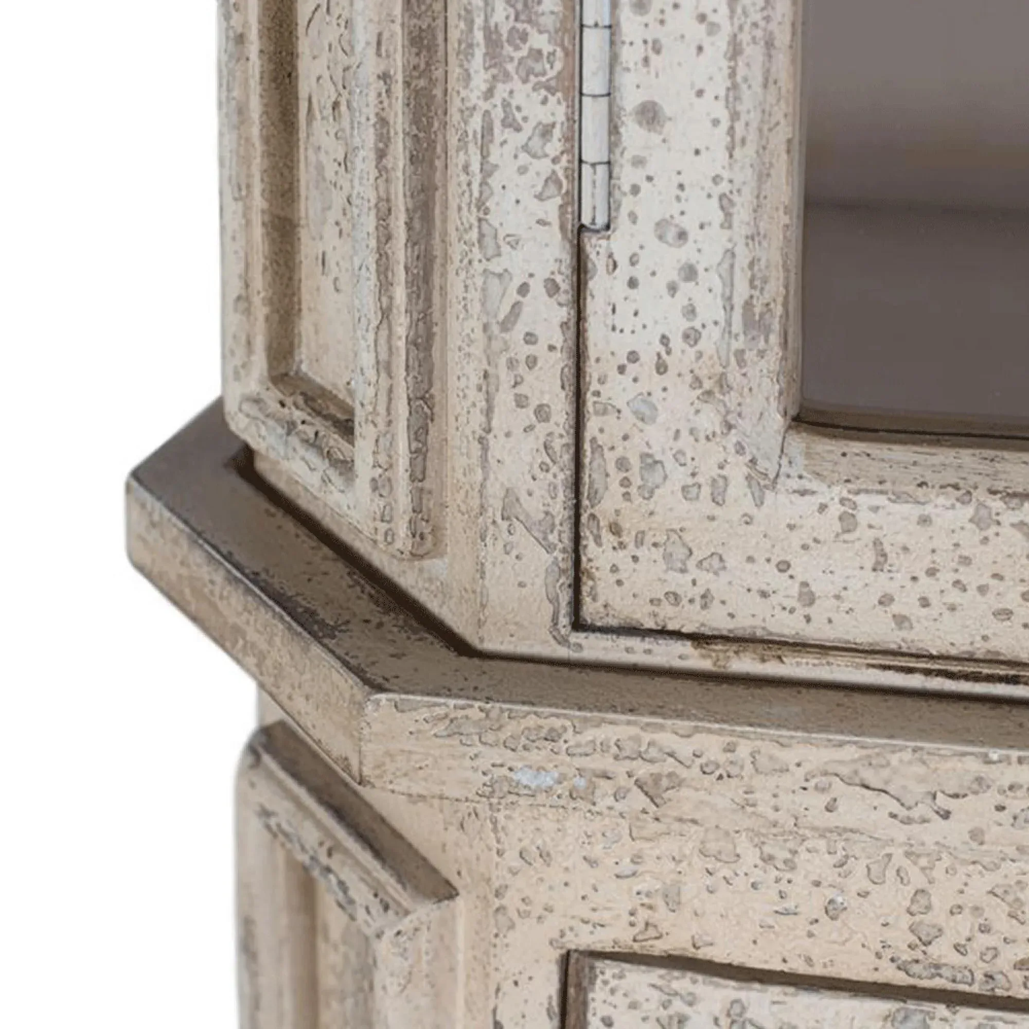 Adley 4 Door Display Cabinet - Beige, Mango Wood