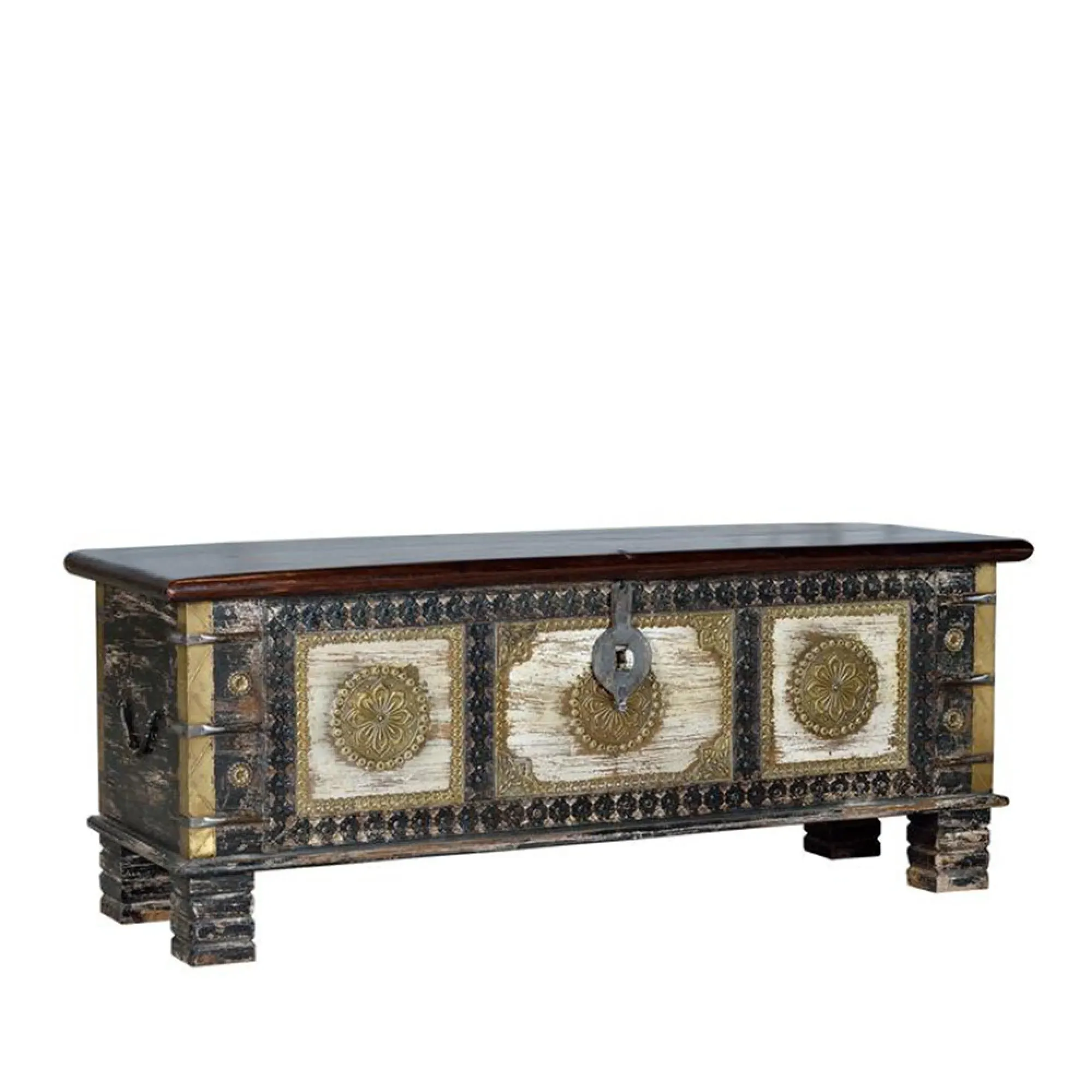 Alpen Carved Storage Trunk - Walnut, Mango Wood