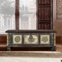 Alpen Carved Storage Trunk - Walnut, Mango Wood