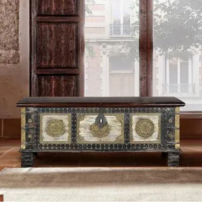 Alpen Carved Storage Trunk - Walnut, Mango Wood image