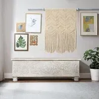 Amagmach Carved Storage Trunk - White, Mango Wood