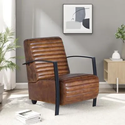 Anacoco Leather Upholstered Armchair - Brown