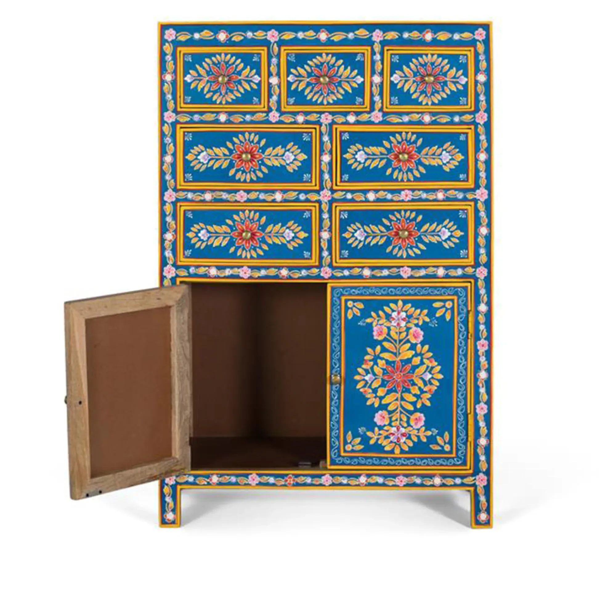 Ancona 2 Door Medium Highboard - Blue, Mango Wood