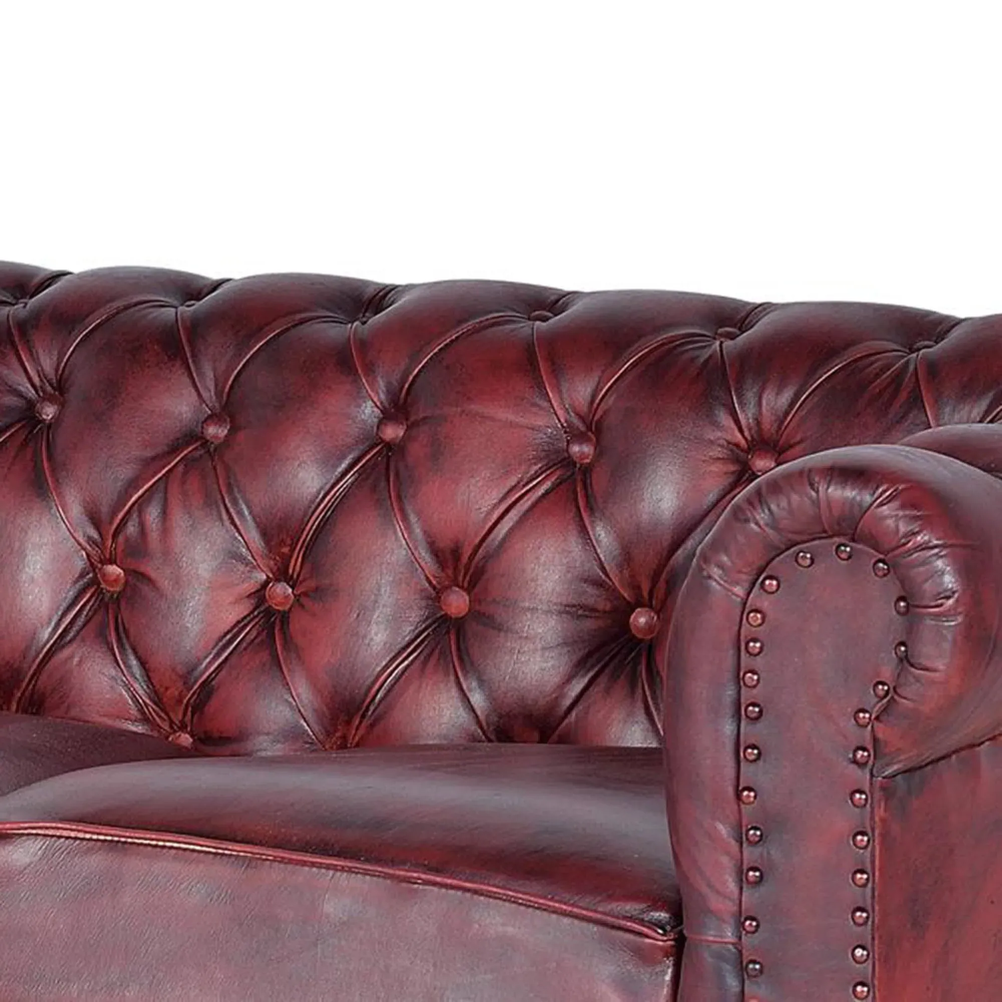 Angwin 3-Seater Chester Sofa - Brown, Leather