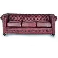 Angwin 3-Seater Chester Sofa - Brown, Leather