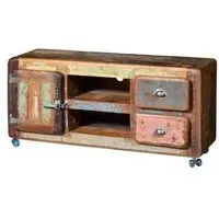 Antelope Recycled Wood Storage Cart TV Unit