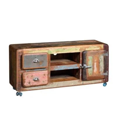 Antelope Recycled Wood Storage Cart TV Unit
