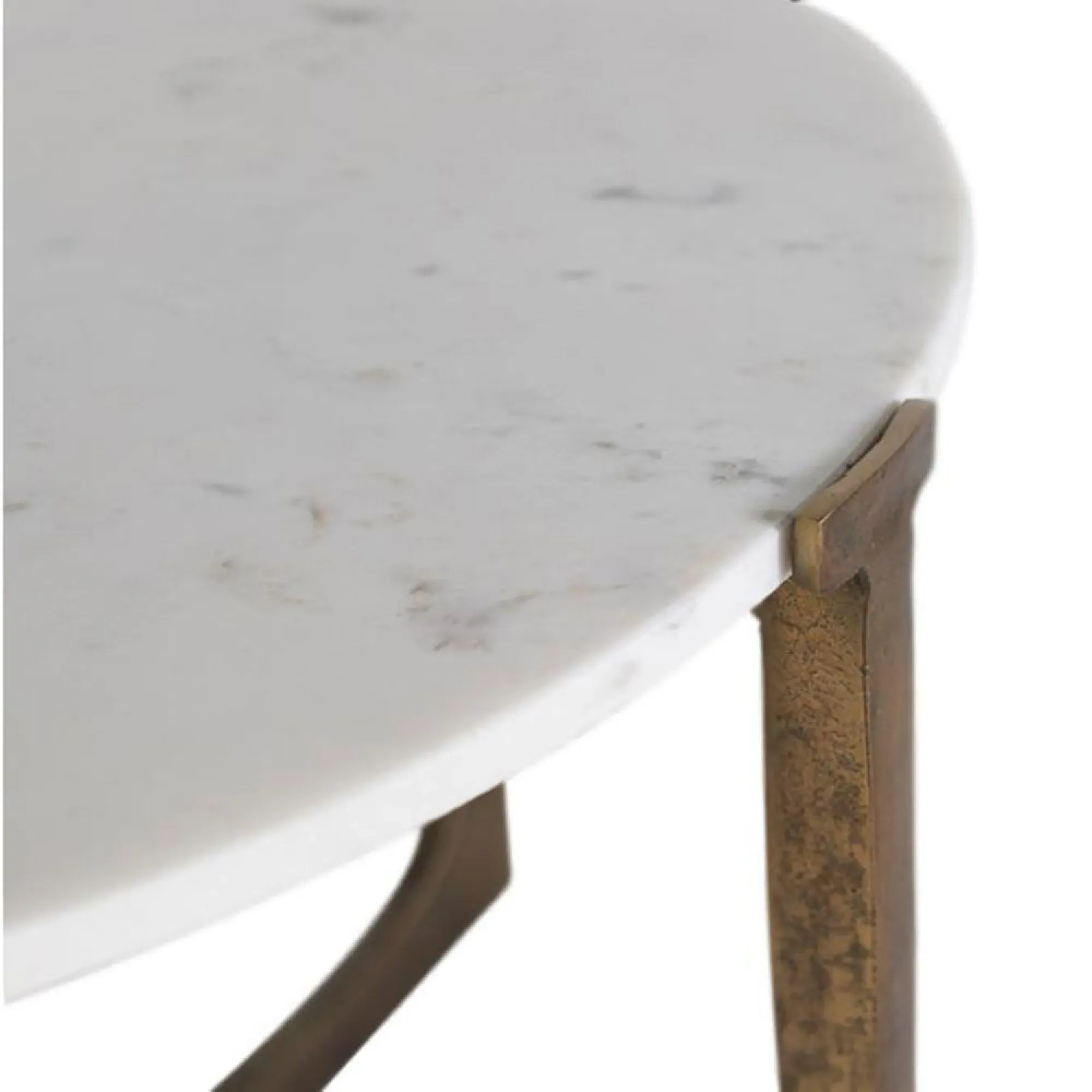 Aosta Round Coffee Table - White, Marble