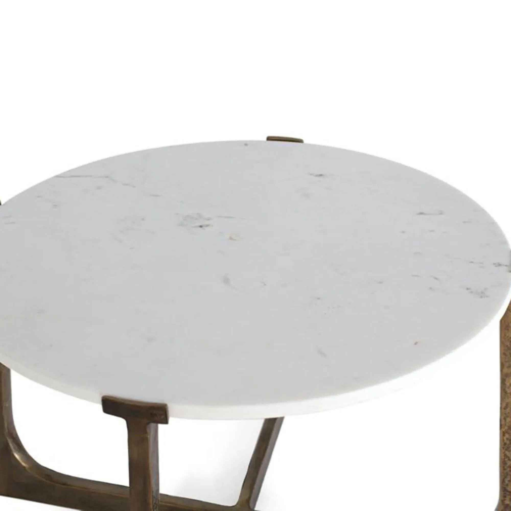 Aosta Round Coffee Table - White, Marble