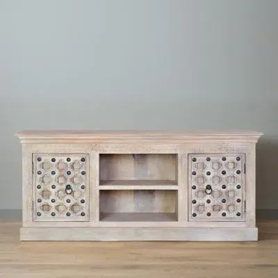 Arezzo 2 Door TV Unit - Natural, Mango Wood