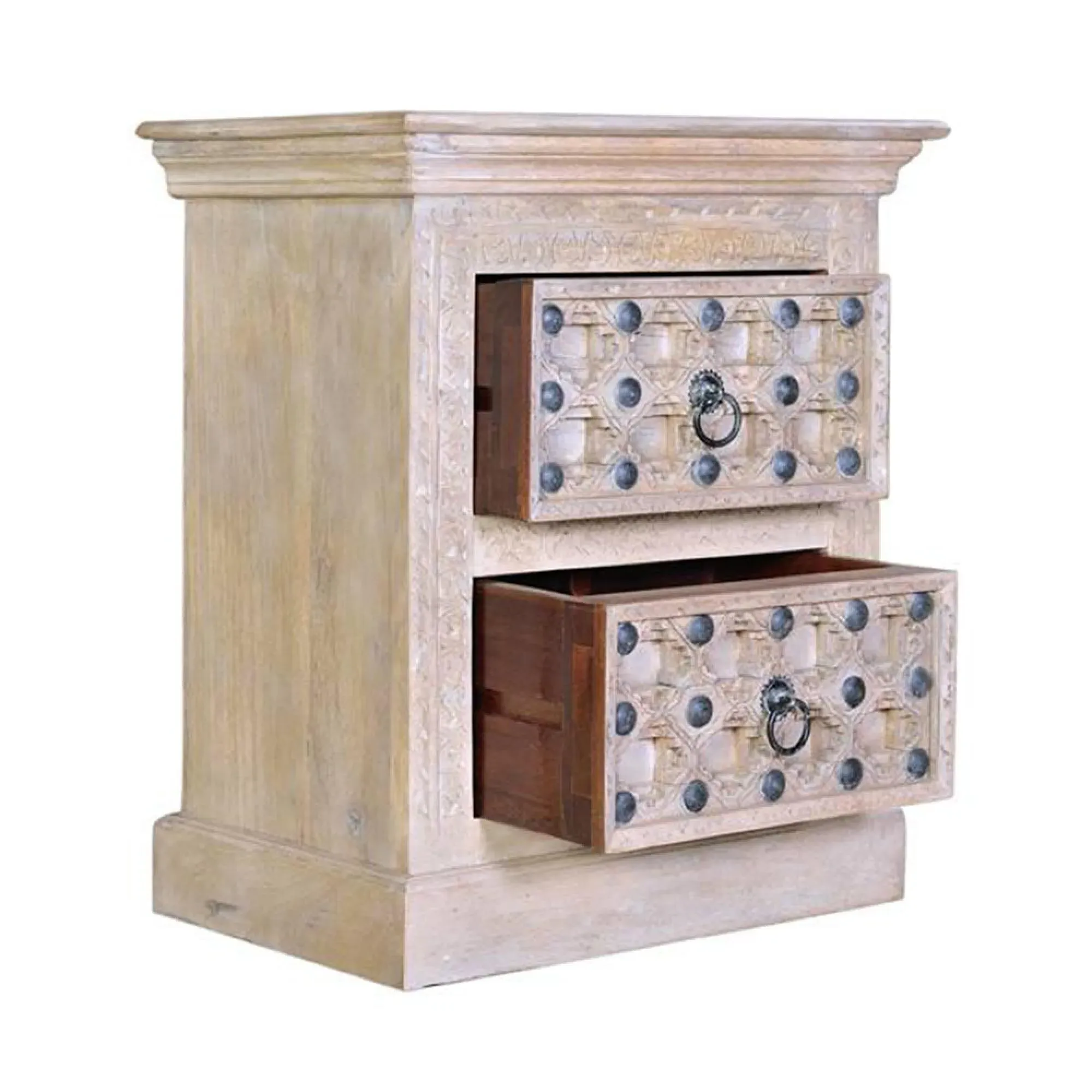 Arezzo 2 Drawer Bedside Cabinet - Natural, Mango Wood