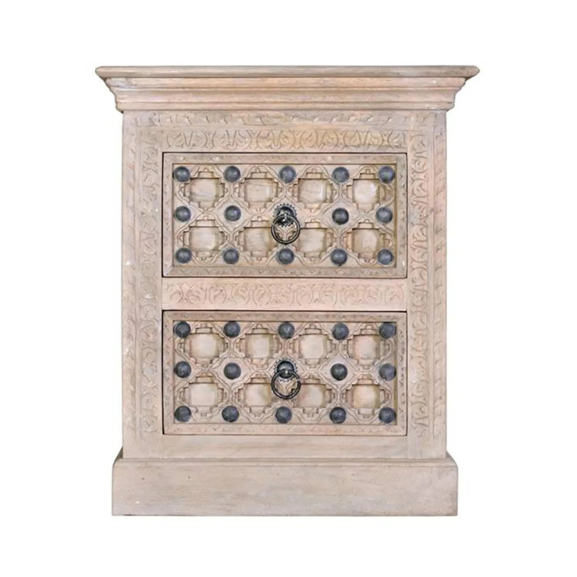 Arezzo 2 Drawer Bedside Cabinet - Natural, Mango Wood