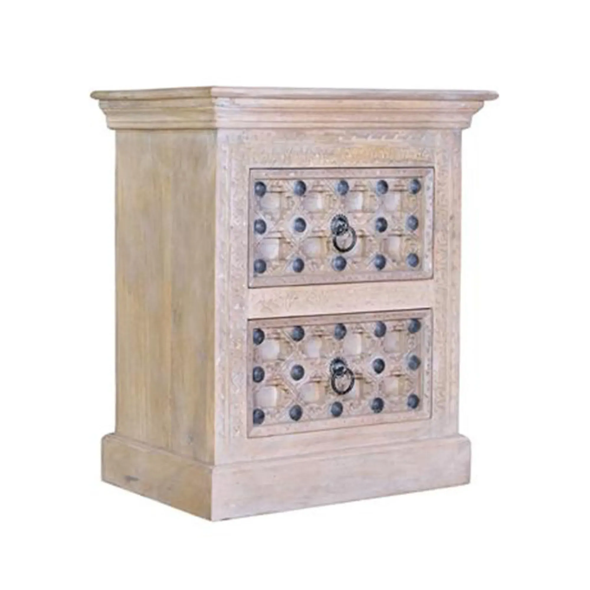 Arezzo 2 Drawer Bedside Cabinet - Natural, Mango Wood