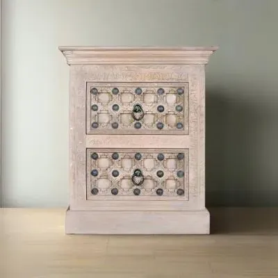 Arezzo 2 Drawer Bedside Cabinet - Natural, Mango Wood image