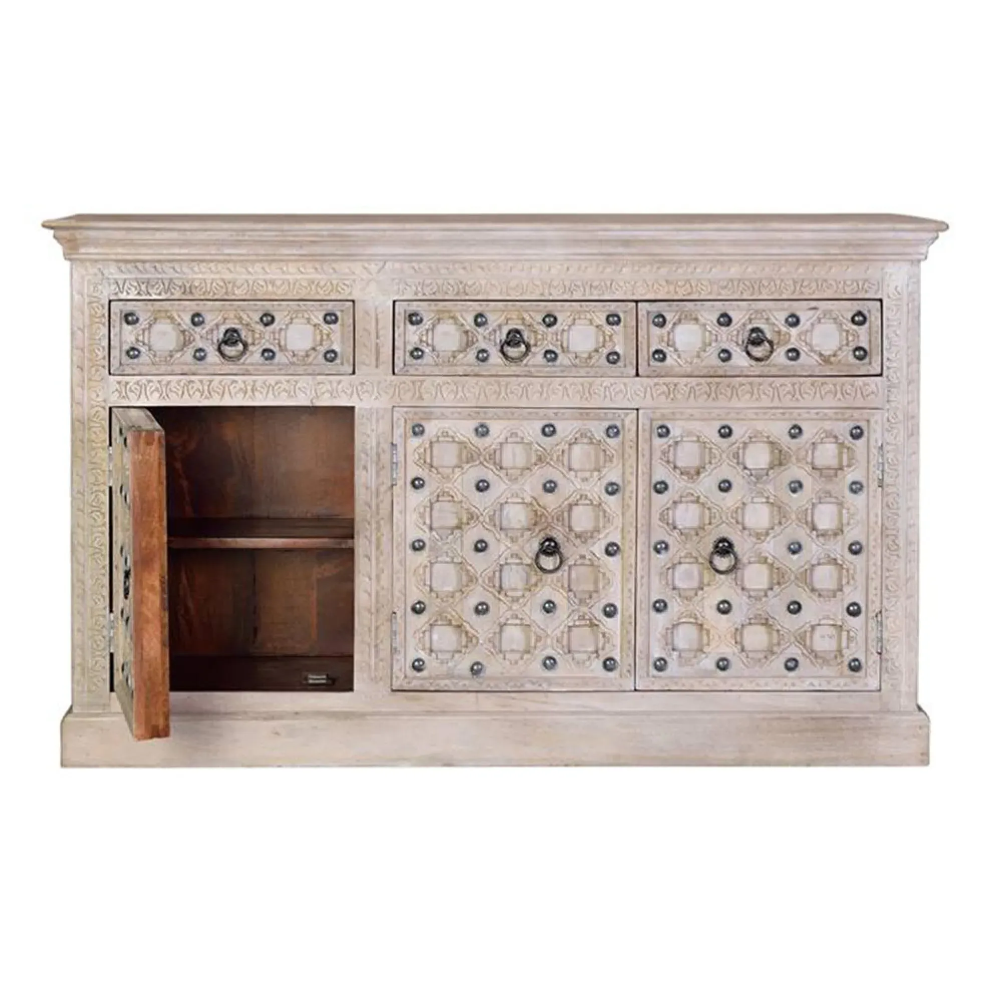 Arezzo 3 Door Medium Sideboard - Natural, Mango Wood