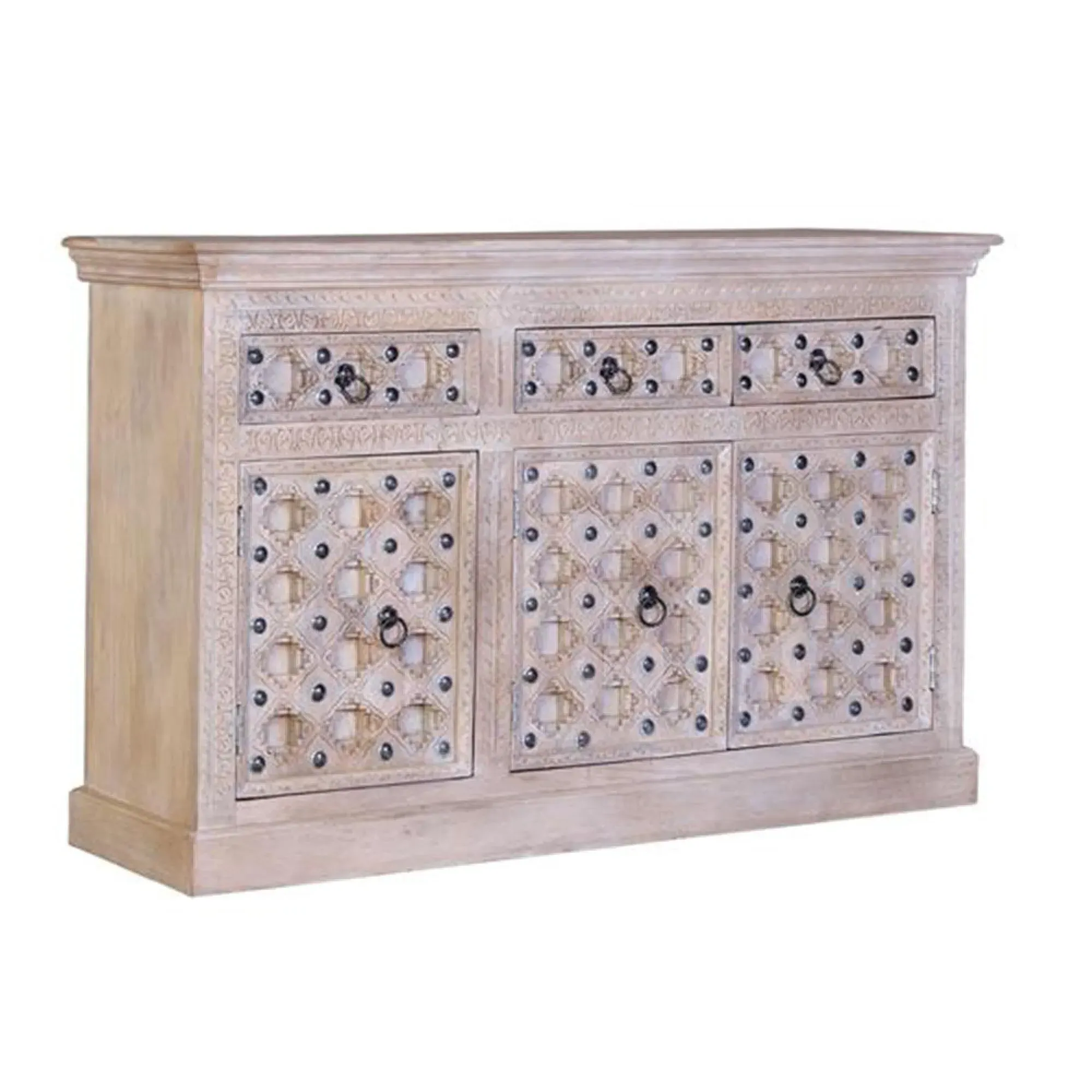 Arezzo 3 Door Medium Sideboard - Natural, Mango Wood