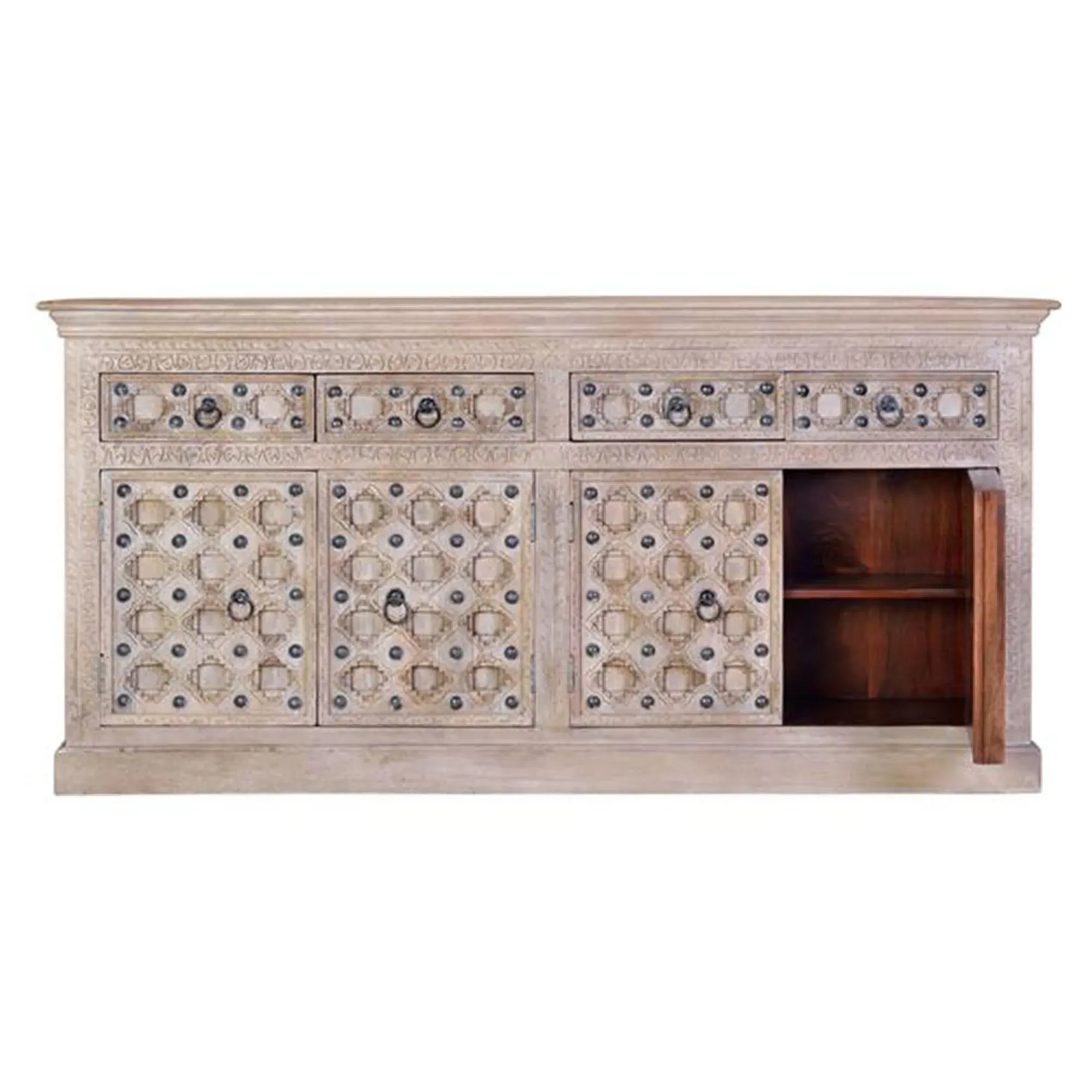 Arezzo 4 Door Sideboard - Natural, Mango Wood