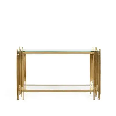 Arezzo Console Table - Gold, Glass image