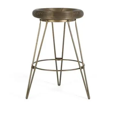 Asti Round Bar Stool - Gold, Metal