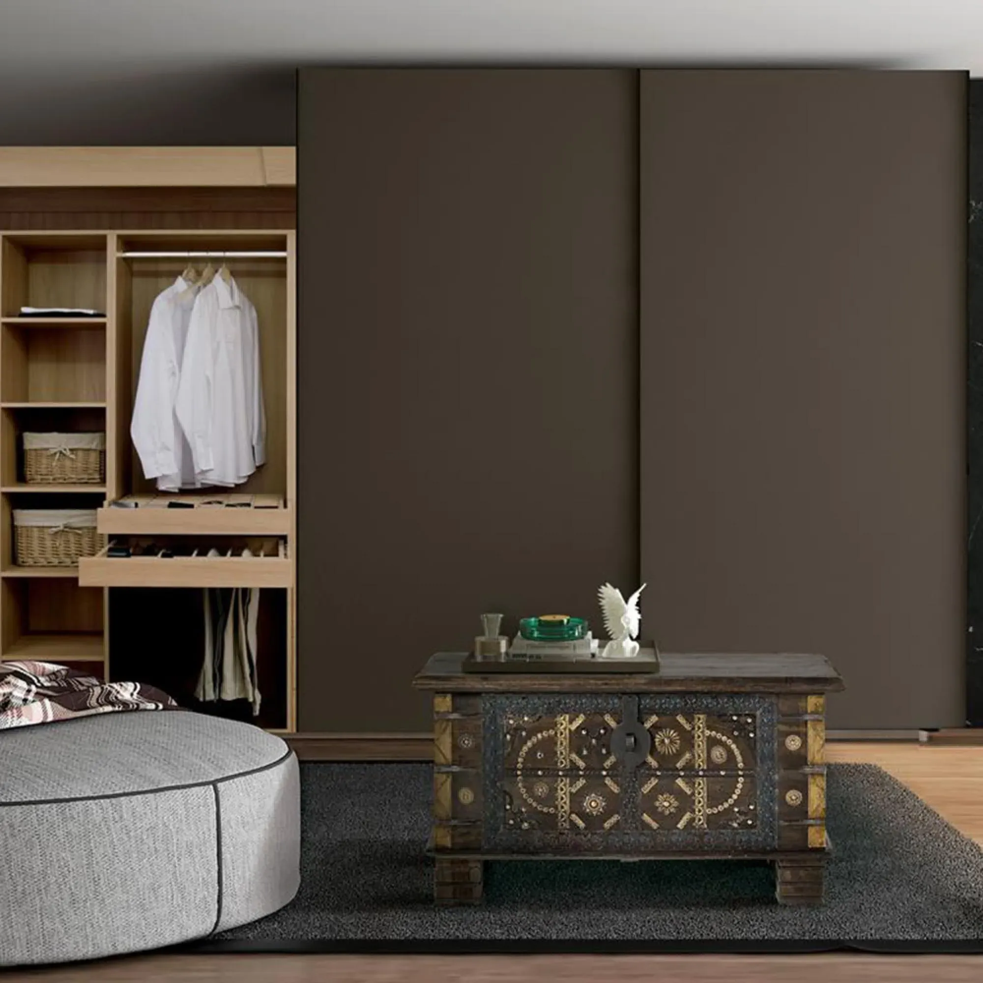 Aurach Storage Trunk - Dark Brown, Mango Wood