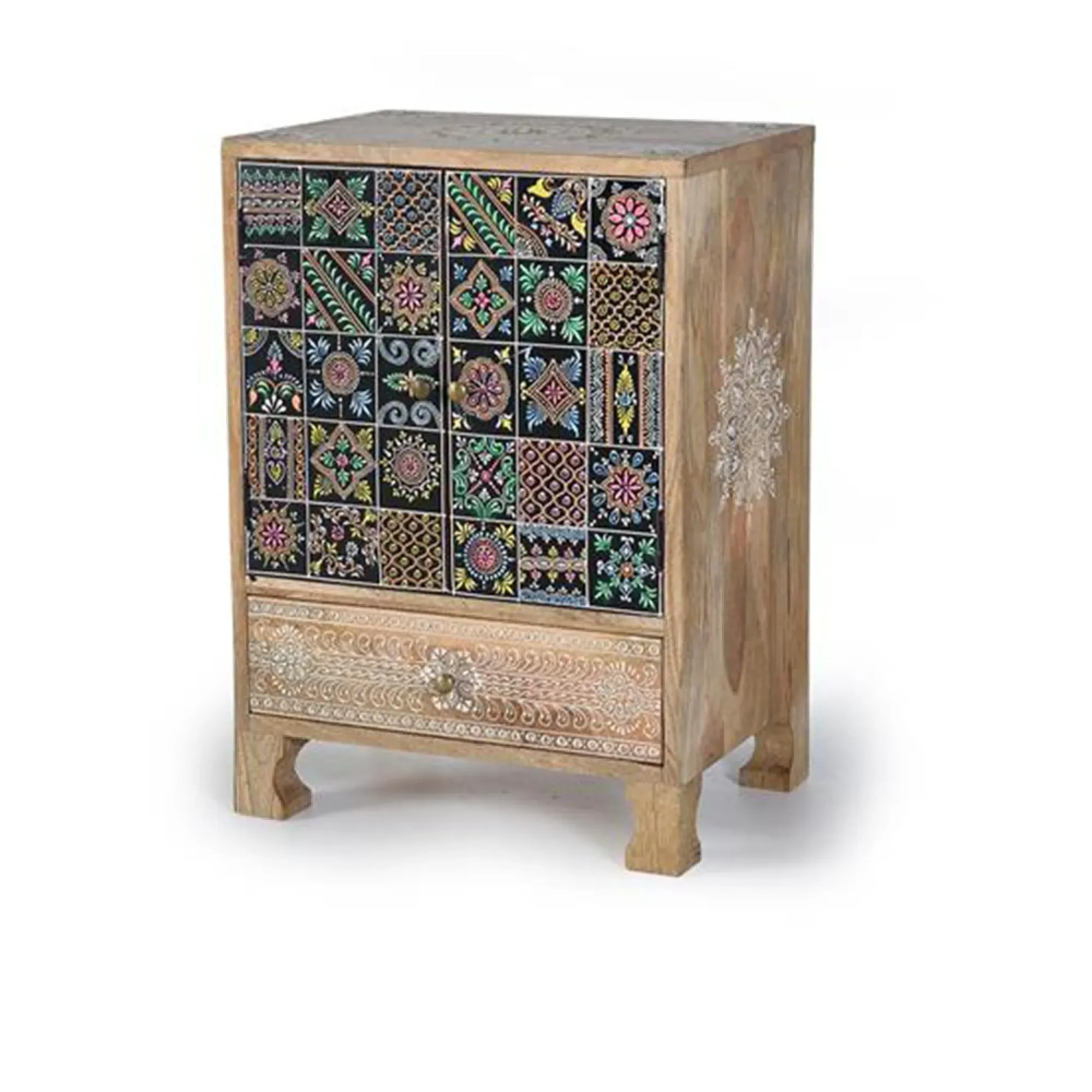 Auxiliary 2 Door Bedside Cabinet - Natural, Mango Wood