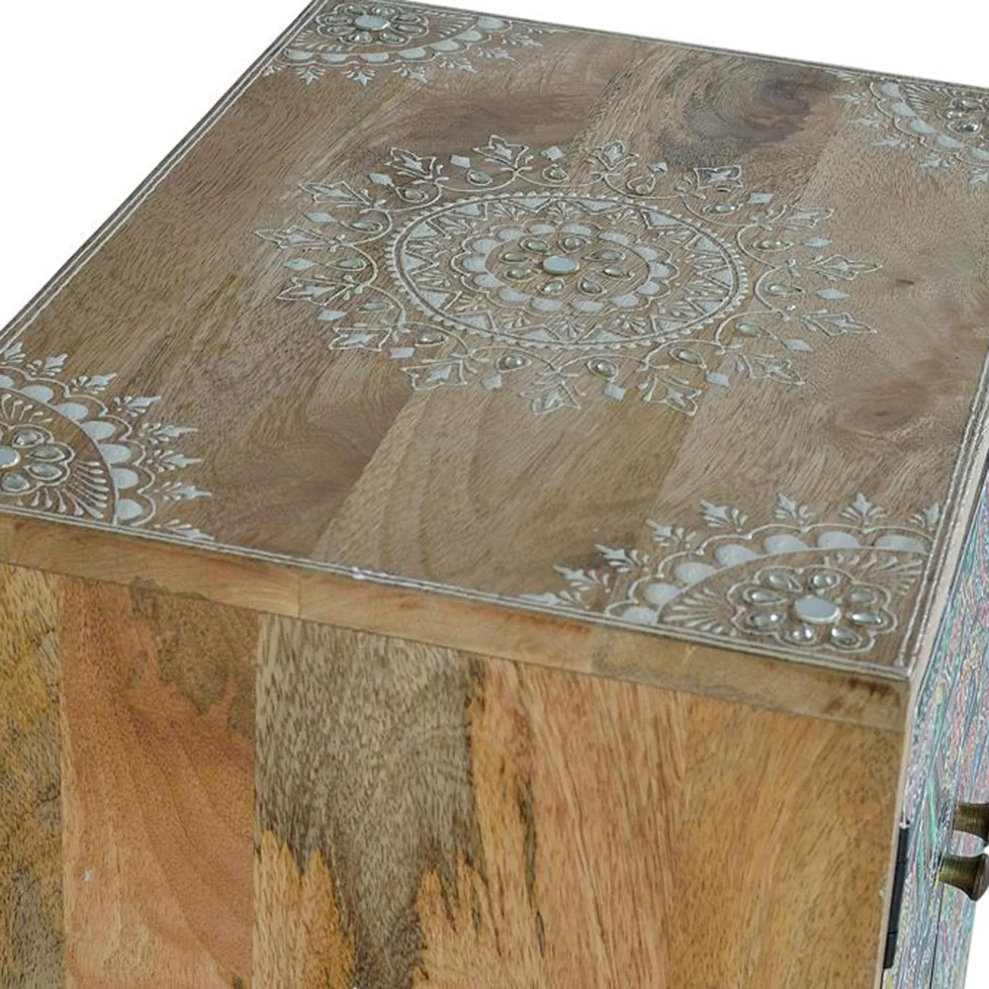 Auxiliary 2 Door Bedside Cabinet - Natural, Mango Wood