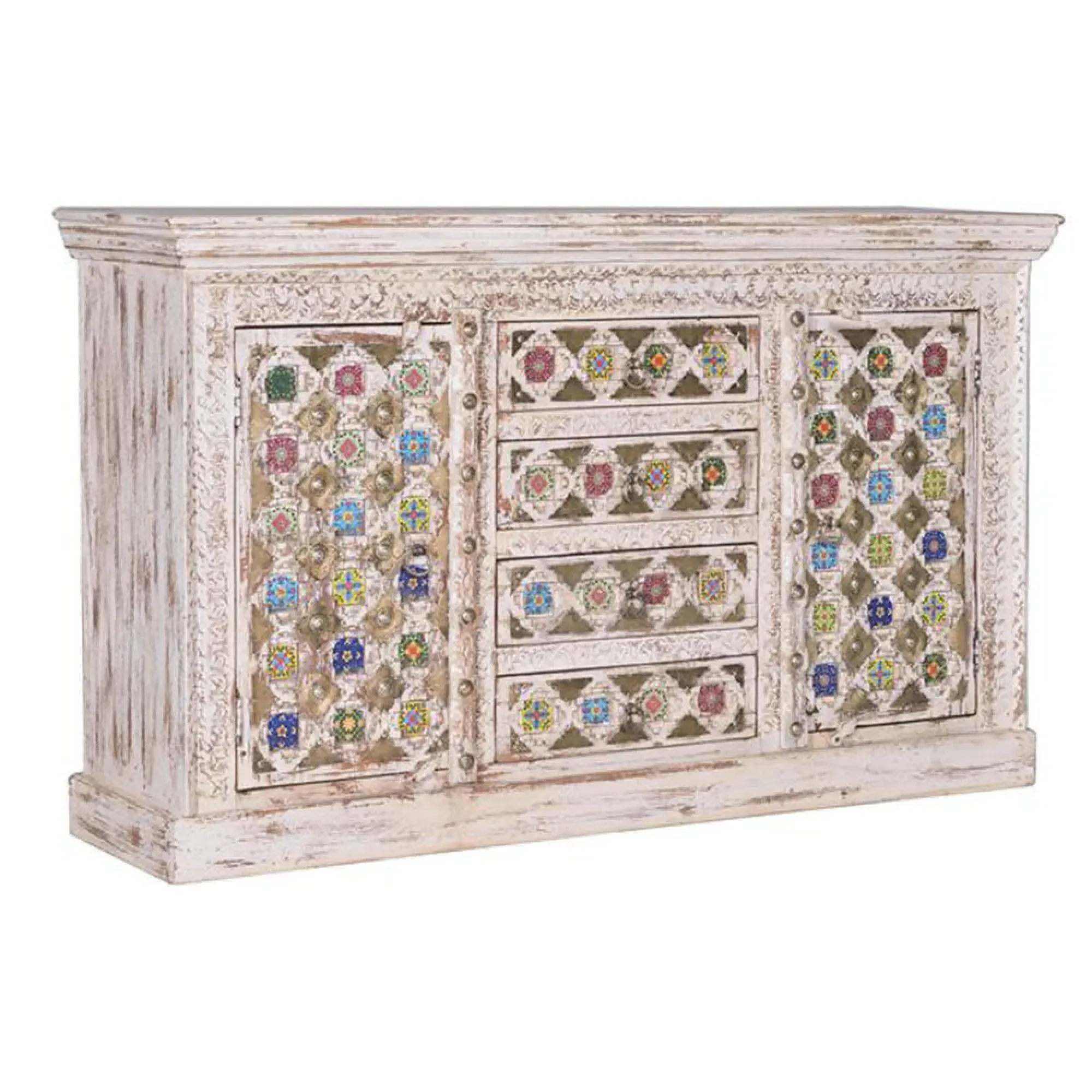 Awendaw 2 Door Medium Sideboard - White Washed, Mango Wood