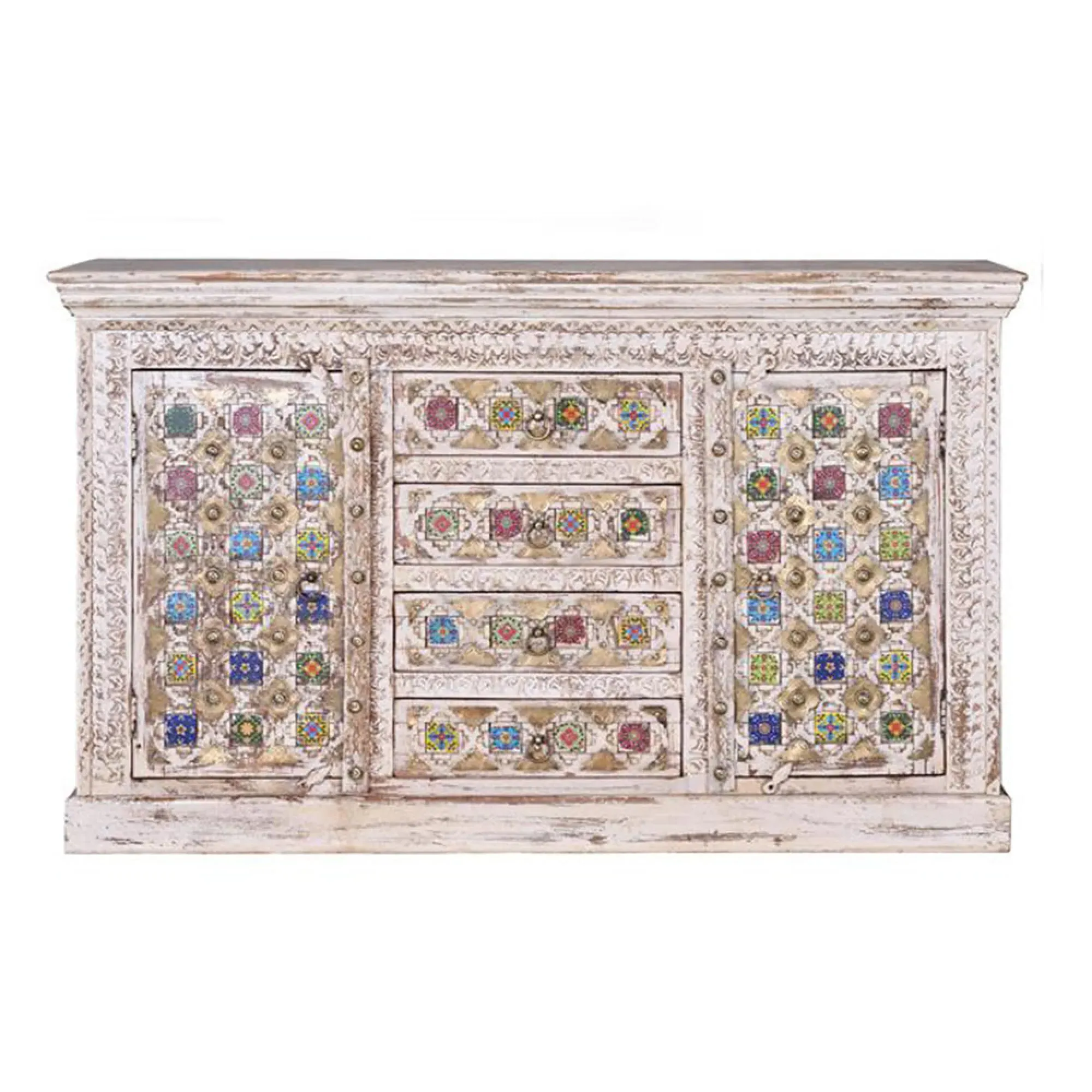 Awendaw 2 Door Medium Sideboard - White Washed, Mango Wood