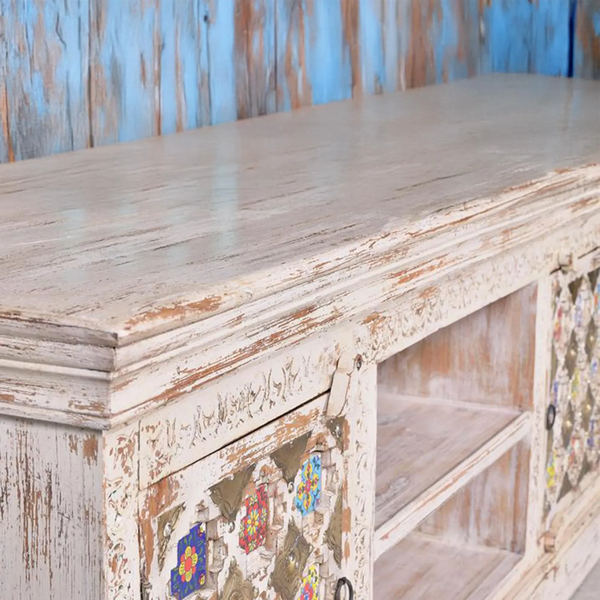 Awendaw 2 Door TV Unit - White Washed, Mango Wood