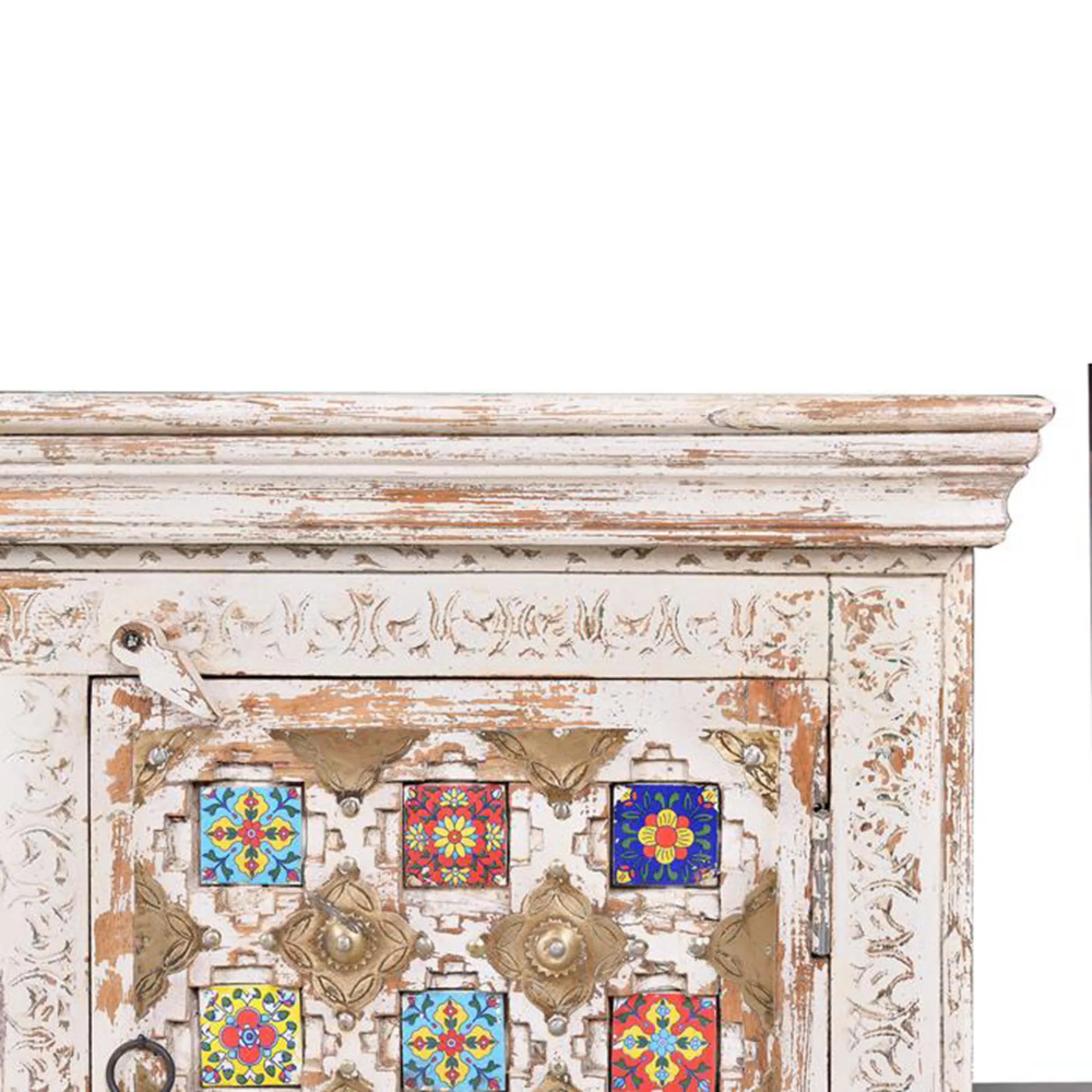 Awendaw 2 Door TV Unit - White Washed, Mango Wood