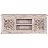 Awendaw 2 Door TV Unit - White Washed, Mango Wood