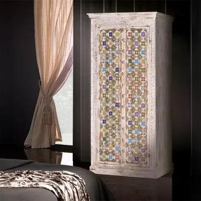 Awendaw 2 Door Wardrobe - White, Mango Wood
