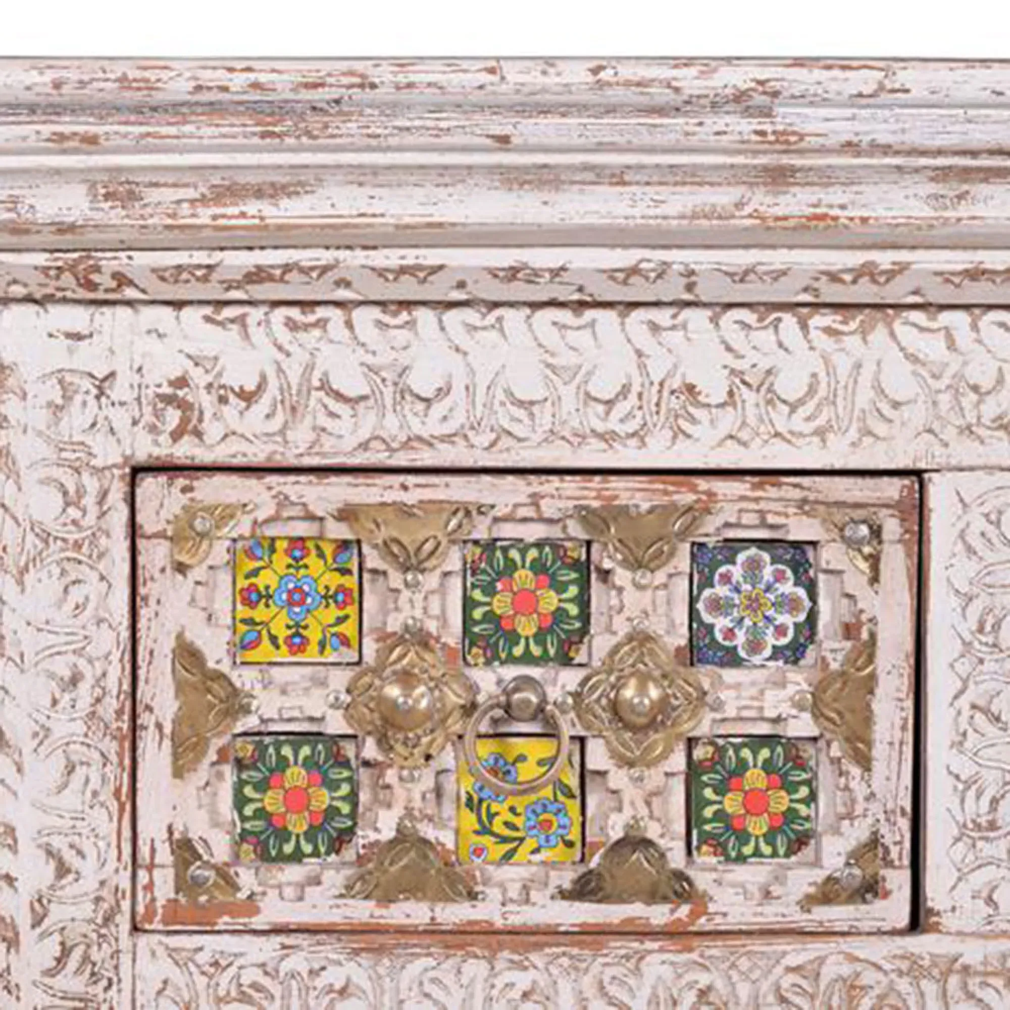 Awendaw 2+2 Drawer Chest - White Washed, Mango Wood