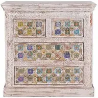 Awendaw 2+2 Drawer Chest - White Washed, Mango Wood